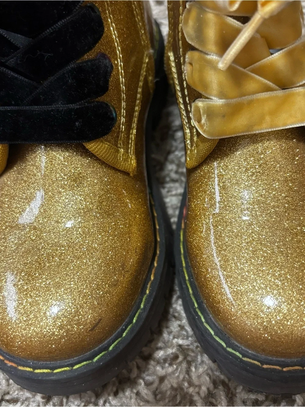 Dream Pairs gold glitter side zipper high top boots girls kids size 12
